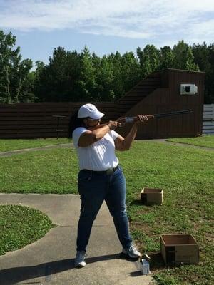 Angela  Brooks  on  the  skeet  range  today