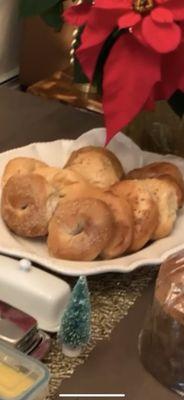 A dozen of assorted bagels. Made a nice touch to our Christmas breakfast spread