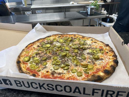 The Rut @ Bucks Pizza.  The rut is deer season when they're in heat so it's apparently spicy!