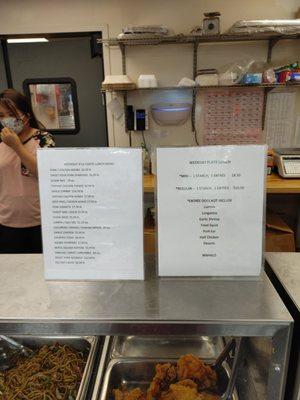 Lunch menu