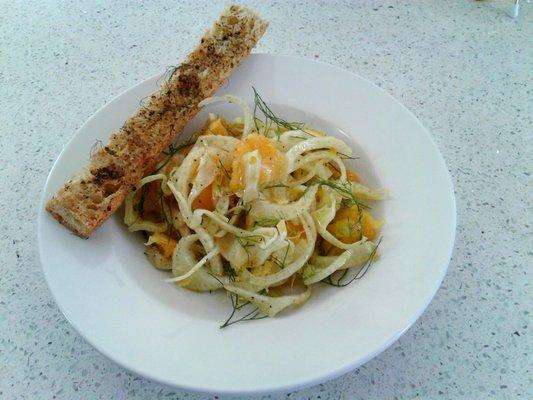 Fennel & Orange Salad With Extra Virgin Olive Oil Served with a Garlic, Lemon, Fennel & Black Pepper Crostini