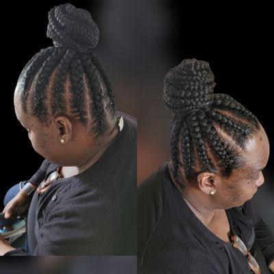 Feed-in braids in a ponytail