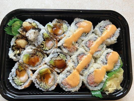 Shrimp Tempura Roll and Pittsburgh Roll - both tasty!