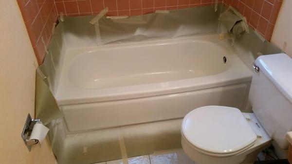 The immediate area surrounding the tub was masked very well