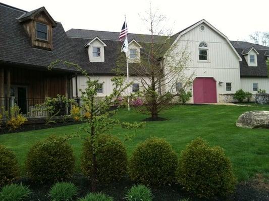 2 barns connected together