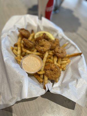 Fried shrimp and fries