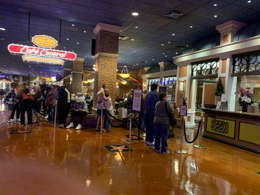 Cafe Central for breakfast, lunch, and dinner in the Silver Legacy resort. Limited capacity so always a wait time for a table.