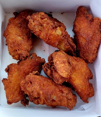 Six piece wings. Tasty standard Halal style wings