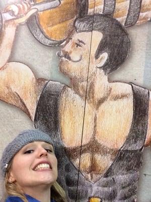 Having fun taking a selfie in front of the beer week mural! Definitely wasn't supposed, whoops!