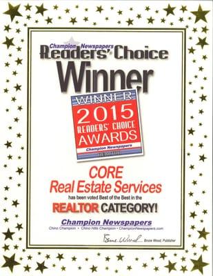 Champion Newspaper's Reader's Choice Award.  Thank You!