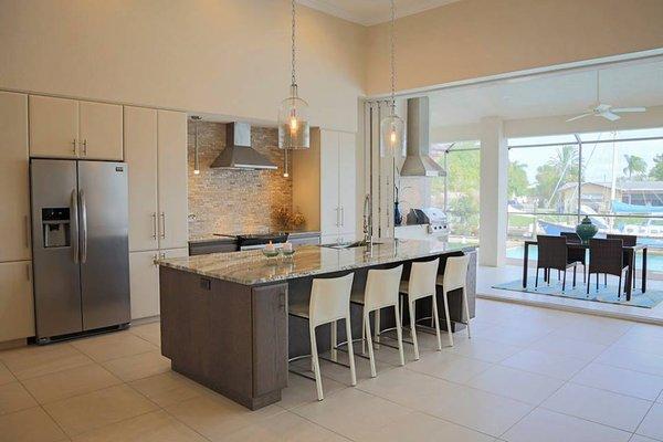 Custom kitchen design inside of the Custom Michaela build in Cape Coral