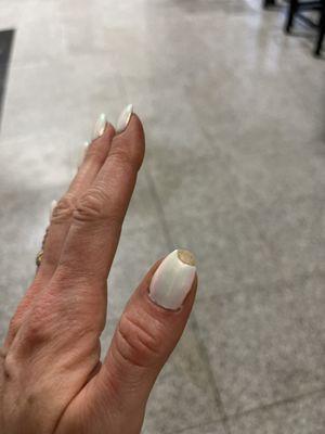 My chipped thumb nail a day after my manicure.