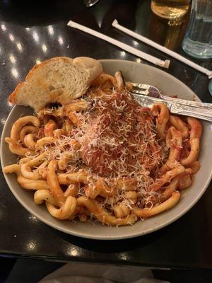 Homemade pasta with porkchop