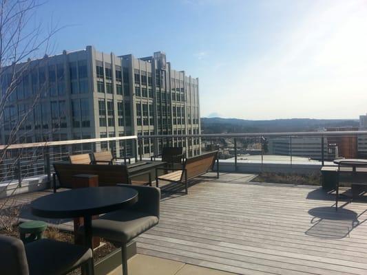 Awesome view of Mount Ranier from the deck of our Rooftop Lounge!