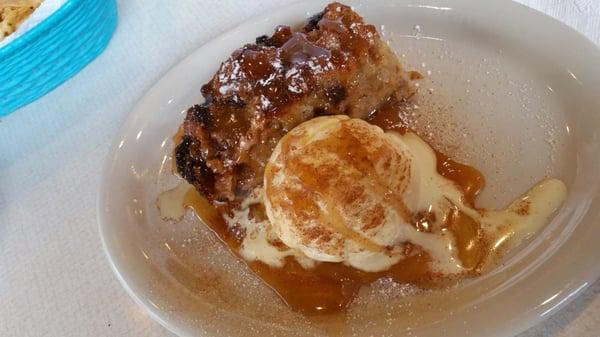 Bread Pudding with a scoop of ice cream.