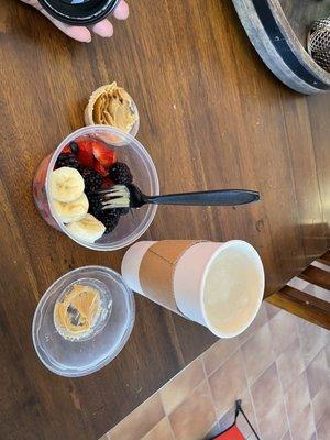 Fruit bowl & latte