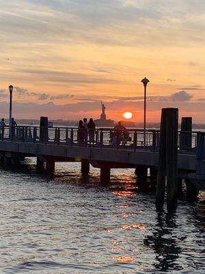 Sunset on the statue