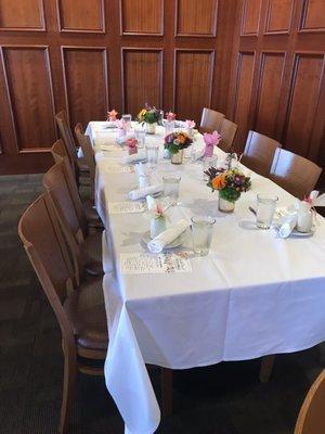 Simple table set up for my bridal shower.