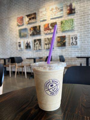 Hazelnut Ice Blended drink extra shot almond milk 50% less sweet