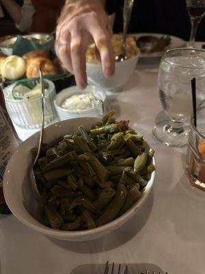 Green beans (family style)...and a looming, interloping hand.