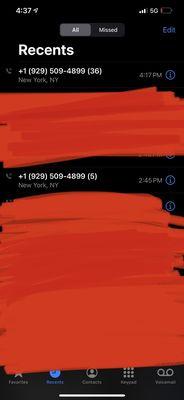 Personal call log from 02/10/2022