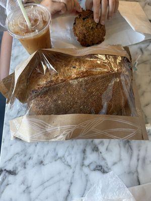 Sourdough loaf and blueberry cornmeal scone