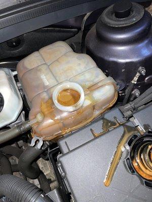 BABYSHIT, my coolant was pink, you can see the oil separation