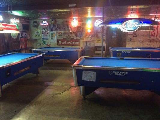 Several pool tables