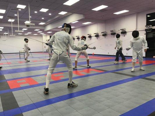 First open fencing in AFM Sunnyvale. We had a nice first night with 12 fencers trying to poke each other and they had a blast!