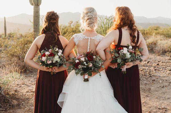 Bride and the bridesmaids