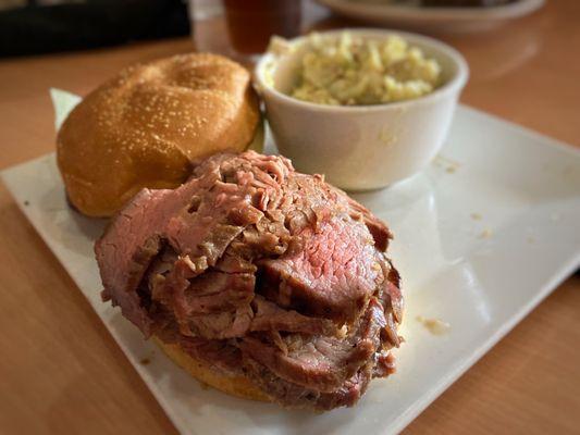 Tri-Tip sandwich with potato salad.