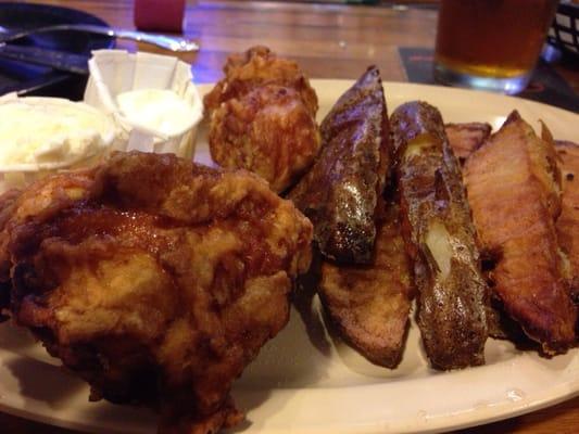 Fried Chicken and Broasted Potatoes.