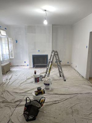 Dry wall work and painting.