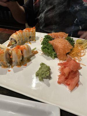 Hollywood Roll and Salmon Sashimi