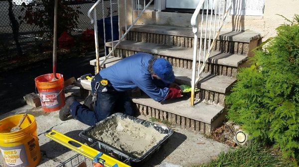 Installed new limestone stair treads- 2016