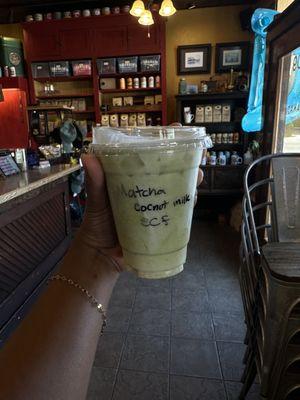 Matcha Latte with Coconut Milk and Sweet Cream Foam