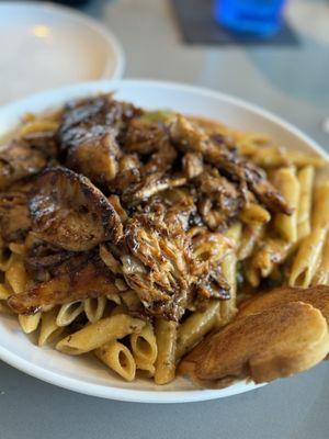 Rasta pasta with jerk chicken