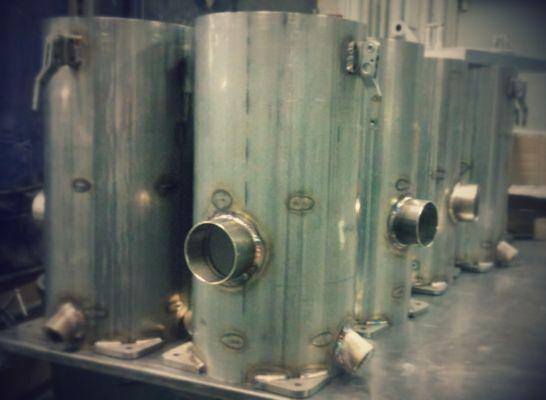 Stainless steel canisters.