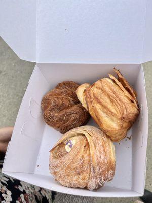 Rosemary Morning Bun, Kouign Amann, and Chocolate Tahini Croissant