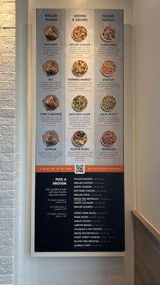 Menu in the restaurant's wall.