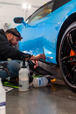 PPF being meticulously installed on the Huracan EVO