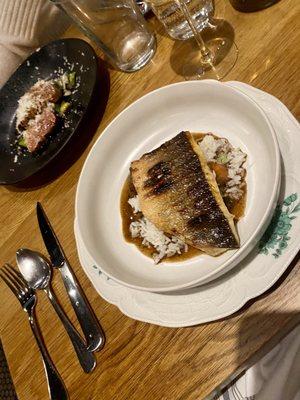 Branzino over gumbo