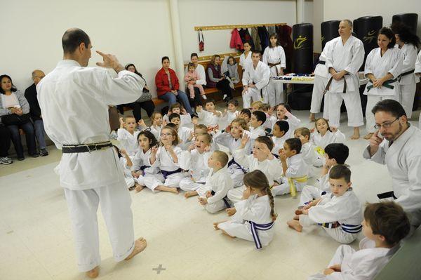 Sensei Dan Rominski Teaching Children the ability to focus before a major belt test.