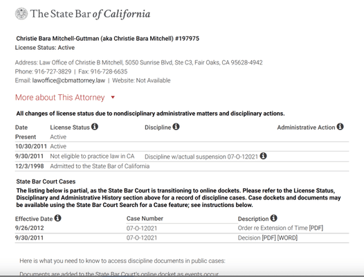 State Bar Disciplinary Action.