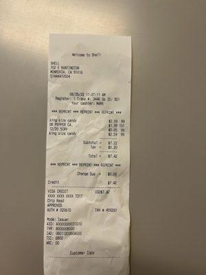 Scam receipt