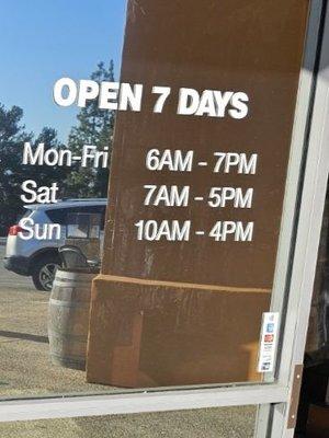 Updated store hours