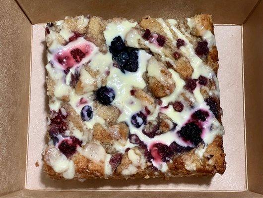 Berry bread pudding with creme anglaise