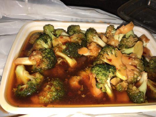 NEVER IT FROM HERE! This is supposed to be broccoli and General Tso sauce! However, I received broccoli and RED OIL!