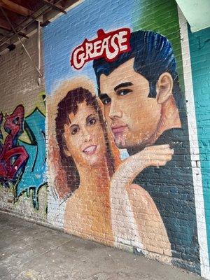 Grease Wall Mural. Olivia Newton John ( Sandy) you will be forever remembered but greatly missed!  Sandy & Danny @ M&M Auto Center in LA