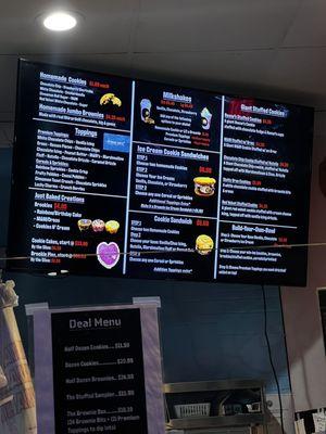 The menu, including many options!